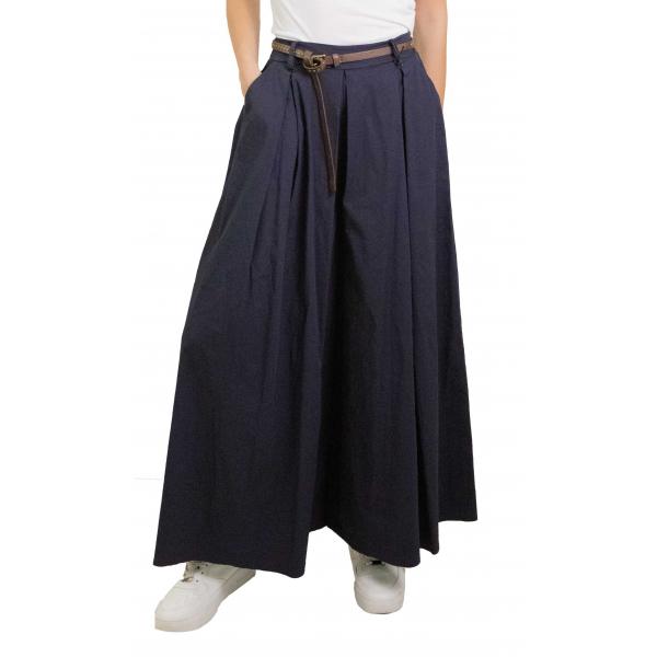 Pantagonna tinta unita leggero con cintura in cotone Elisa